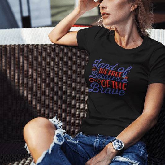 Land Of The Free Because Of The Brave Womens tee black