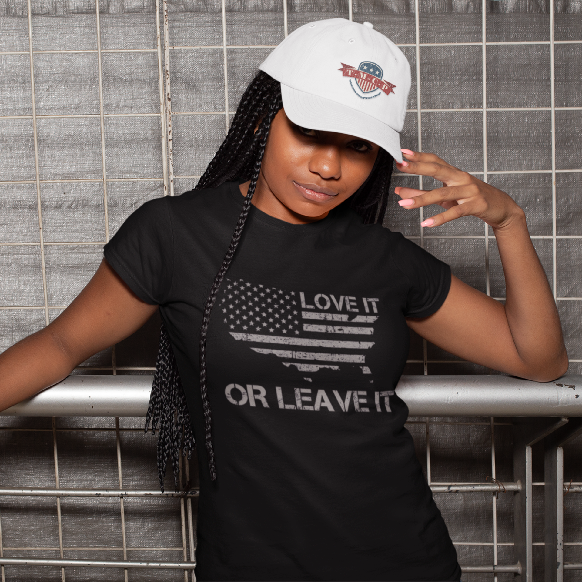 Love It Or Leave It Women's Short Sleeve T-Shirt with white hat front