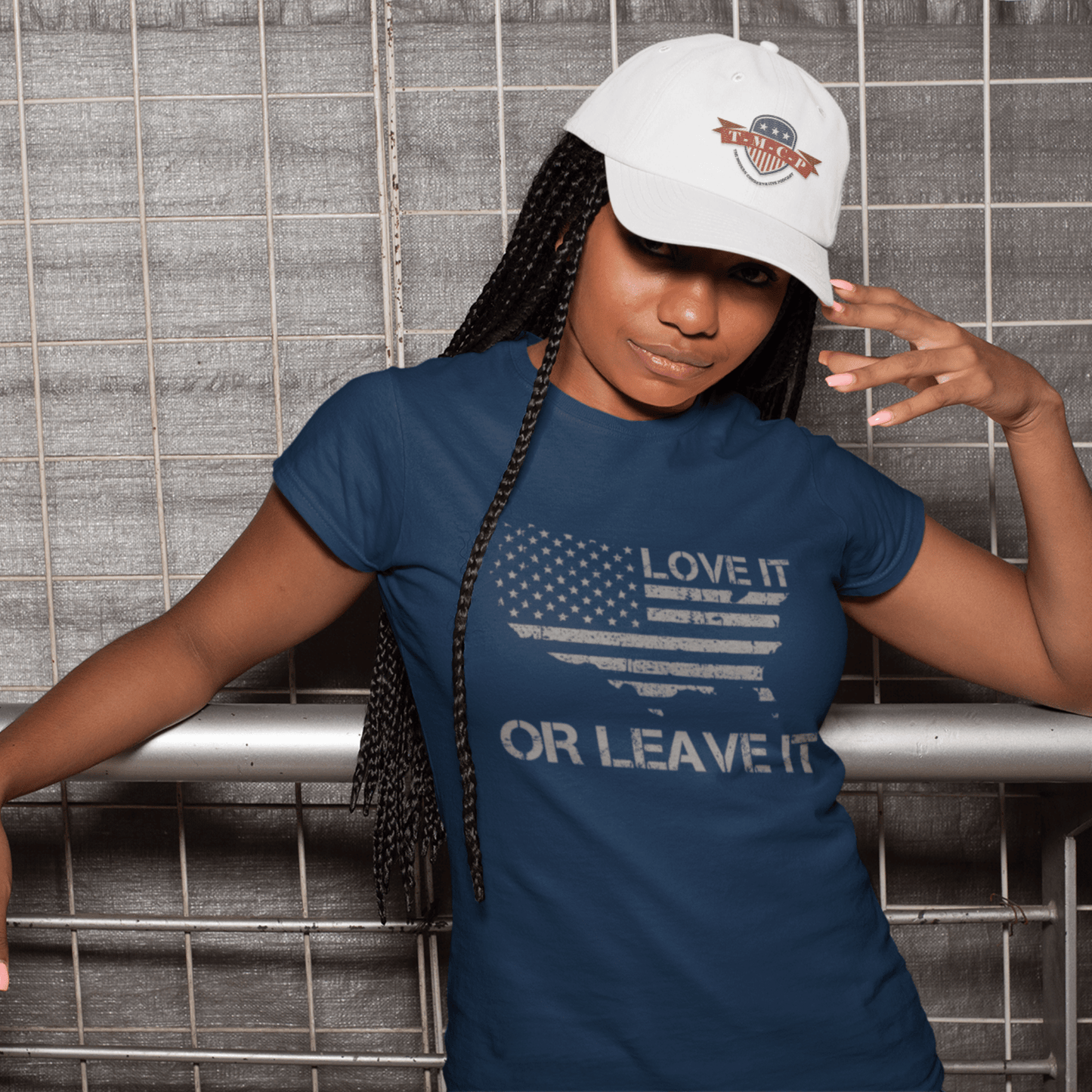 Love It Or Leave It Women's Short Sleeve T-Shirt with navy hat front