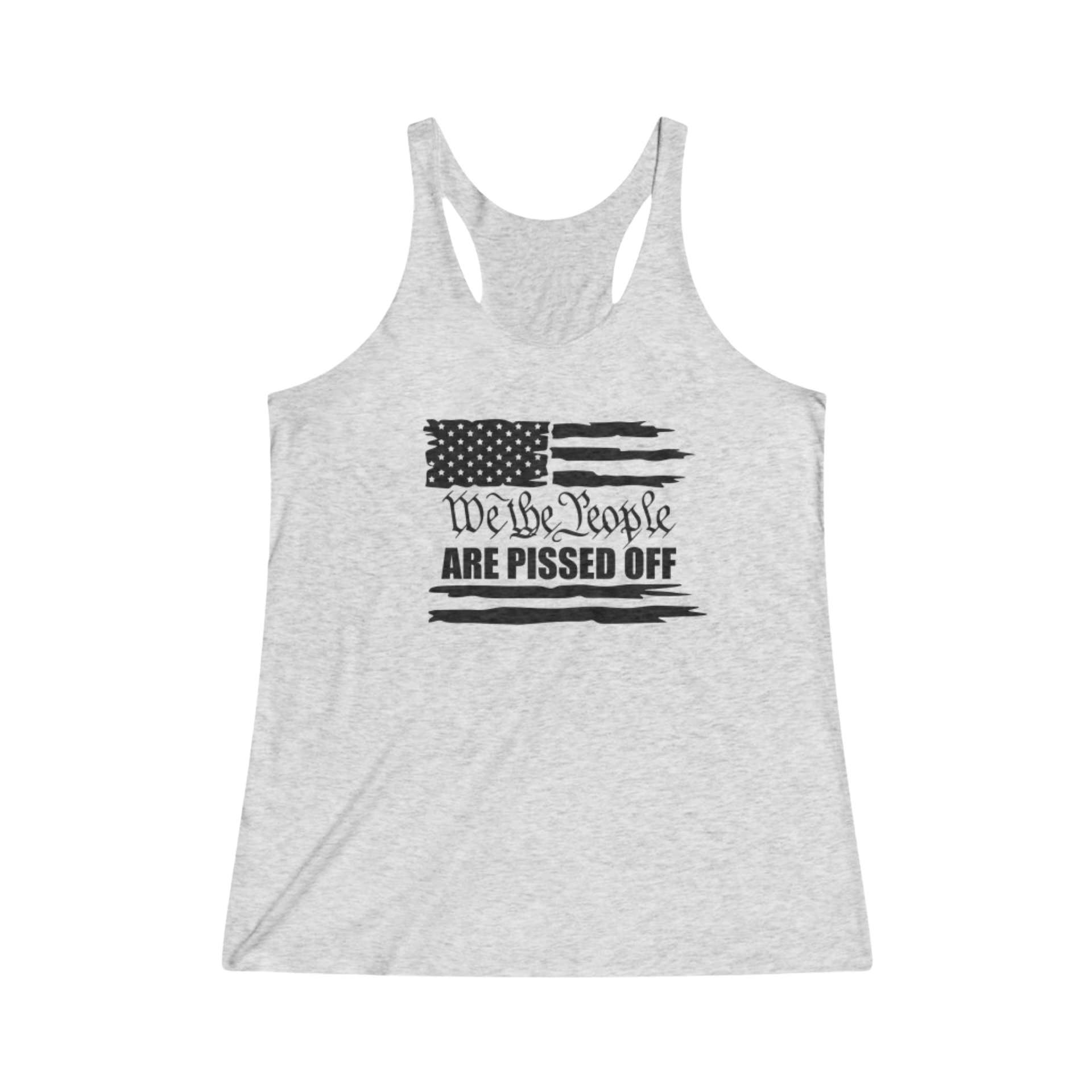We The People Are Pissed Off Thin Racerback Tank Women's Heather White - front