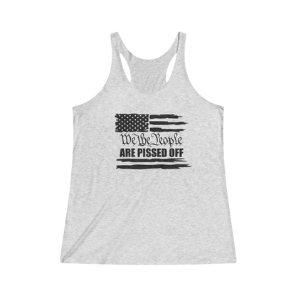 We The People Are Pissed Off Thin Racerback Tank Women's Heather White - front