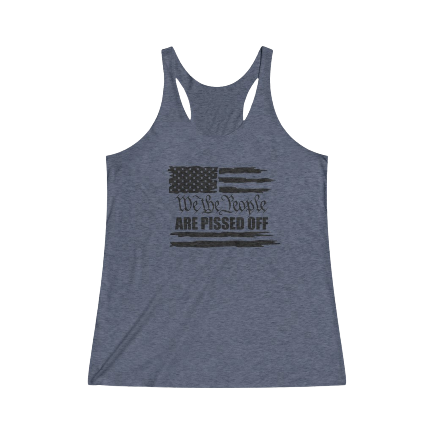 We The People Are Pissed Off Thin Racerback Tank Women's Indigo - front