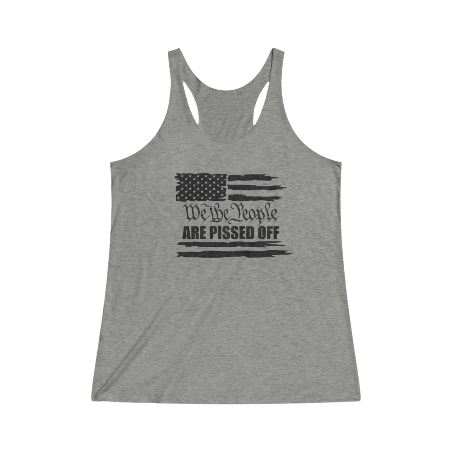 We The People Are Pissed Off Thin Racerback Tank Women's Venetian Gray - front