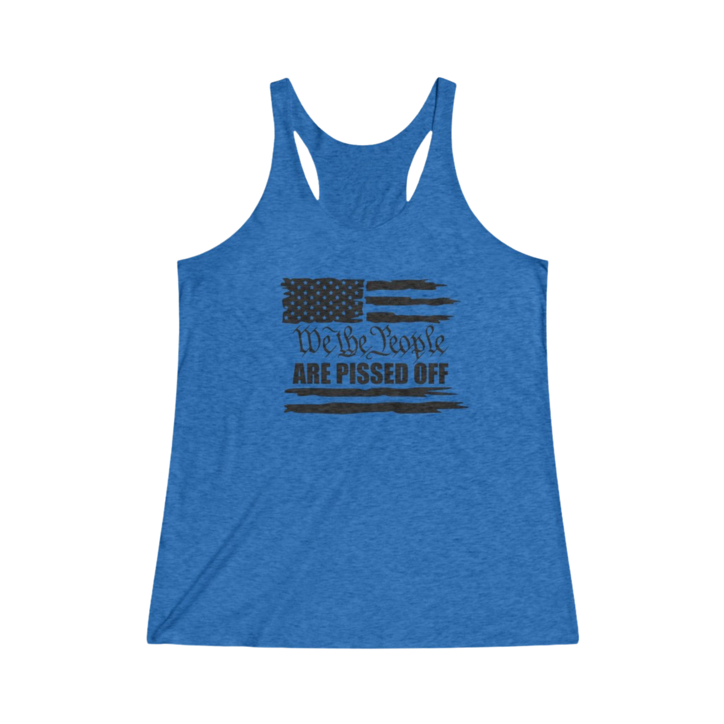 We The People Are Pissed Off Thin Racerback Tank Women's Vintage Blue - front