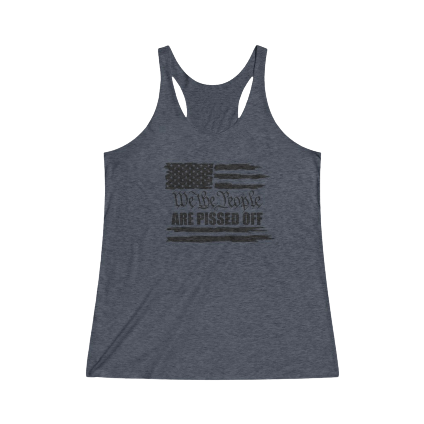 We The People Are Pissed Off Thin Racerback Tank Women's Vintage Navy - front