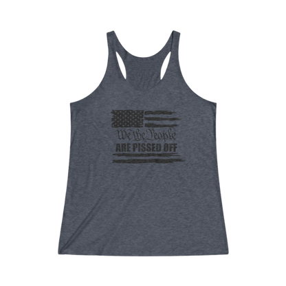 We The People Are Pissed Off Thin Racerback Tank Women's Vintage Navy - front