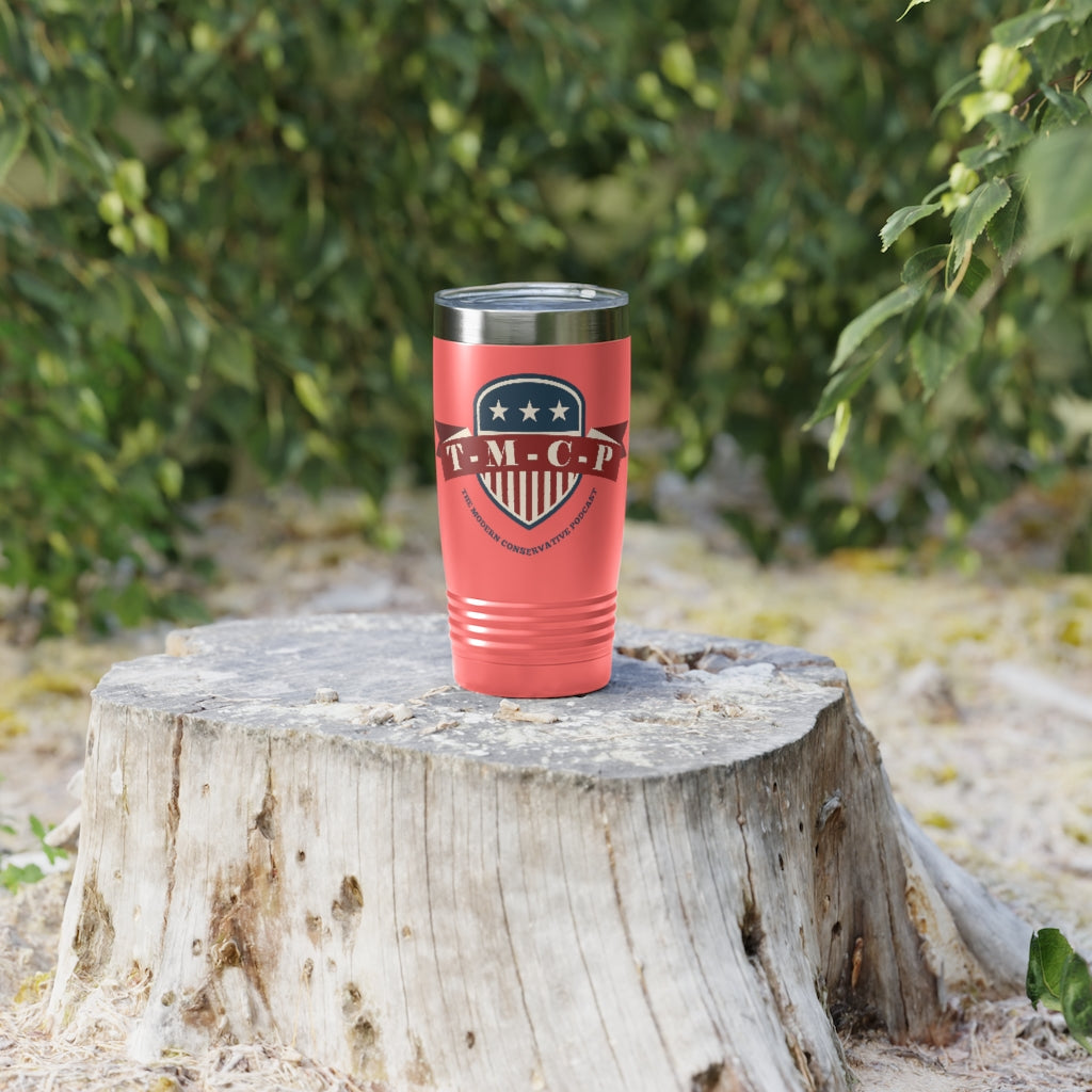 The Modern Conservative Podcast 20oz Tumbler outside coral