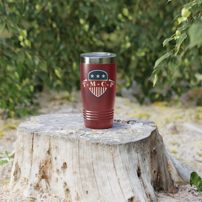 The Modern Conservative Podcast 20oz Tumbler outside maroon